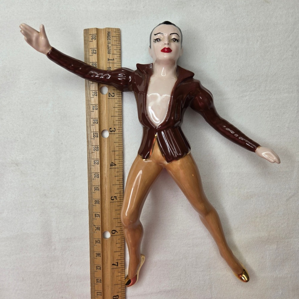 Vtg Holland Mold Ceramic Wall Hanging Burlesque Cabaret Dancer Figurine 7.5"